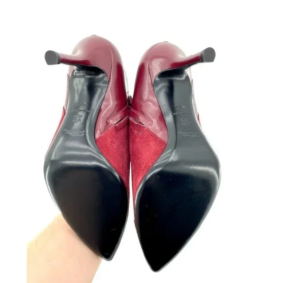 Longchamp Burgundy Red Suede Stiletto Ankle Boot Leather 38.5 New $630